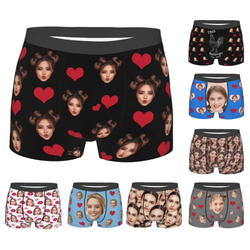 Personalized Underwear for Men Father Husband Boyfriend Valentines Day Gifts for Him Boyfriend Personalized, Customize Boxers for Men Father s Day Birthday Anniversary Chrismas Day Men Gifts for...