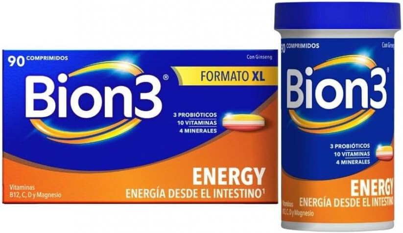 Bion3 Energy Multivitamin Tablets with Probiotics, Food Supplement for Physical and Mental Energy¹ and Fatigue Reduction¹, Magnesium, Vitamin C, D, Complex B, and Ginseng, 90 Tablets