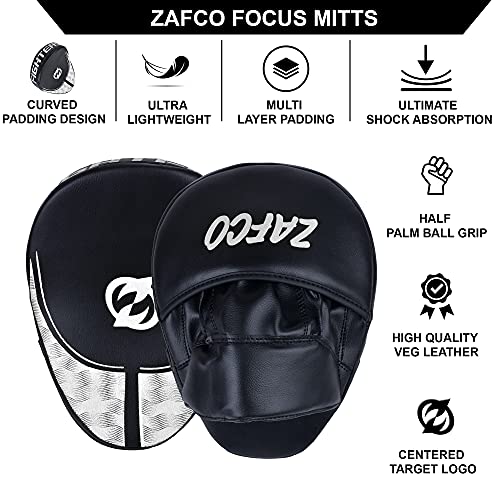 Zafco Sports Boxing Mitts for Muay Thai MMA Sparring Training Punching Focus Punch Target Mitts and Pads (White) - Thumbnail 3