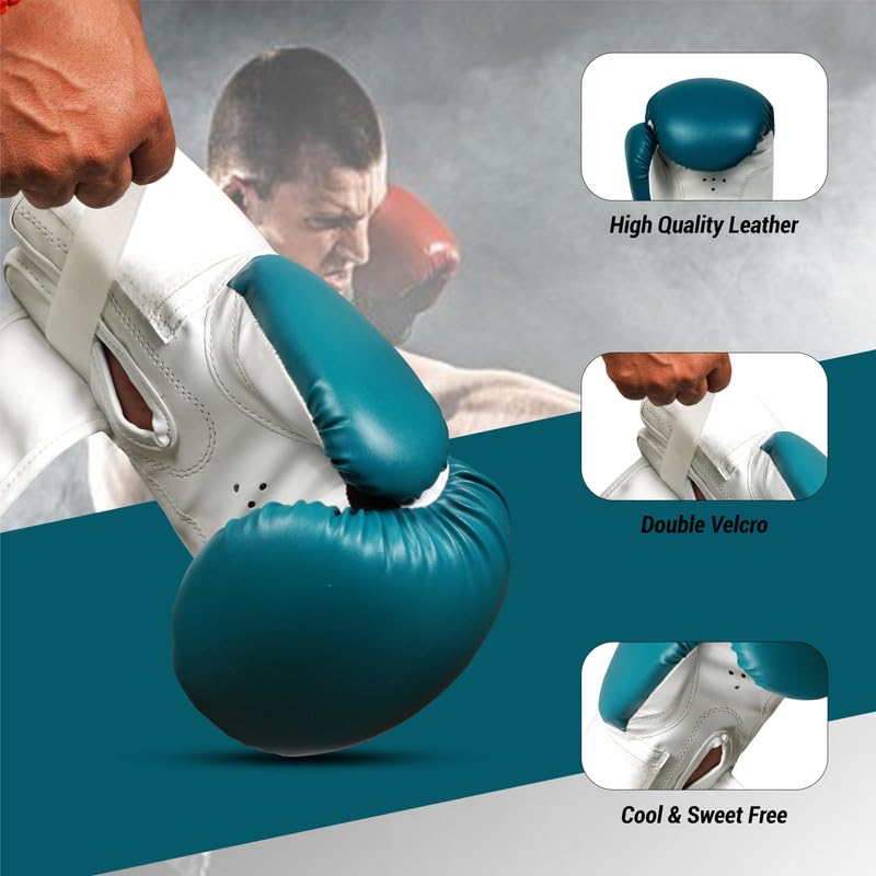 Image of Boxing Gloves - Faux Leather Training Gloves with Hook and Loop Velcro Closure for Long-Lasting Strength and Durability