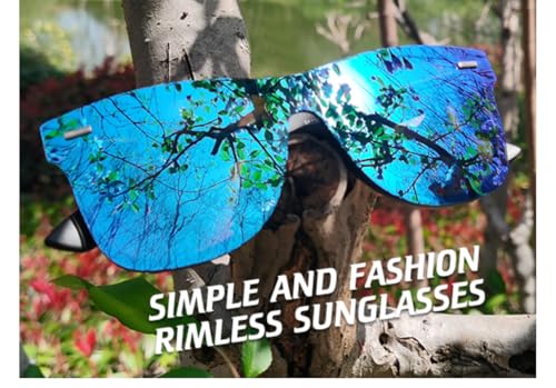 Image of UV400 Rimless One-Piece Lens Reflective Sun Glasses for Men & Women