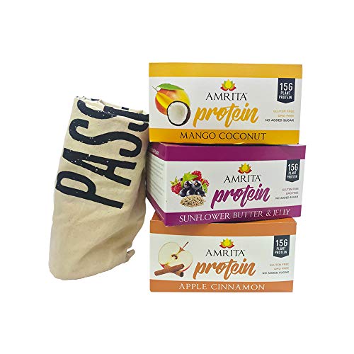 AMRITA Farmer's Market Variety Bundle (36 bars) Vegan Protein Bars | Peanut Free, Soy Free, Gluten Free Sampler Pack | High Fiber Meal Replacement Bar, Healthy Snacks | Paleo Snack, Dairy Free, Plant Based Energy Bars | No Sugar Alcohol