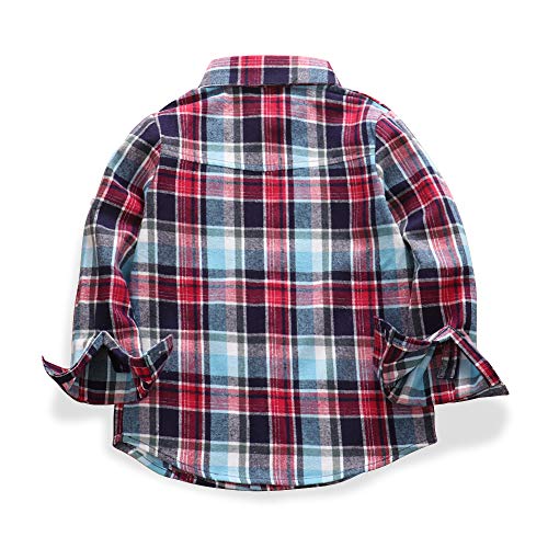 Image of Phorecys Girls' Plaid Flannel Shirt Long Sleeve Button Down Buffalo Checkered Shirt 2T-10 Years