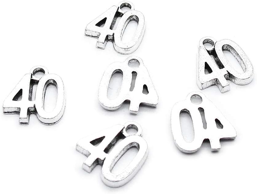 60 Pieces Antique Silver Tone Jewelry Making Charms Crafting Beading Craft AA380 Number Numeral 40 Tag