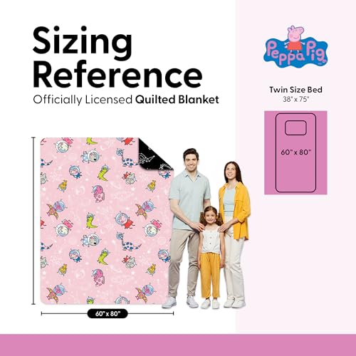 Image of Northwest Peppa Pig Dino Stars Quilted Blanket, Comfy Throw, Lightweight Bedding for Bed, Couch, or Sleepovers, 60 x 80 inches