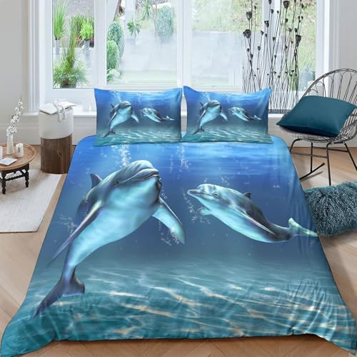 Parure de lit dauphin 3D King 220x240cm en microfibre avec housse de couette - 4