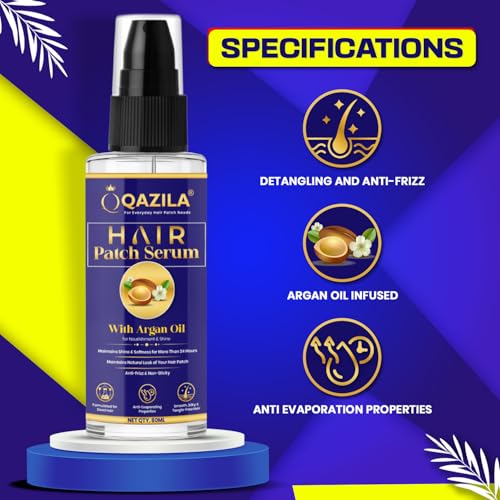 Image of Qazila Hair Patch Serum | Shiny & Natural Look For 24 hours | Detangling Effect | Infused with Argan Oil | 60 ml