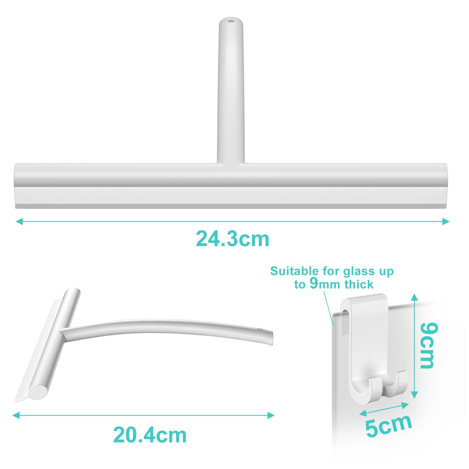 Tergivetro Per Doccia In Silicone - Pulisci Vetri Senza Traccia, Con Cavo Per Appendere, Nero - Foto 13