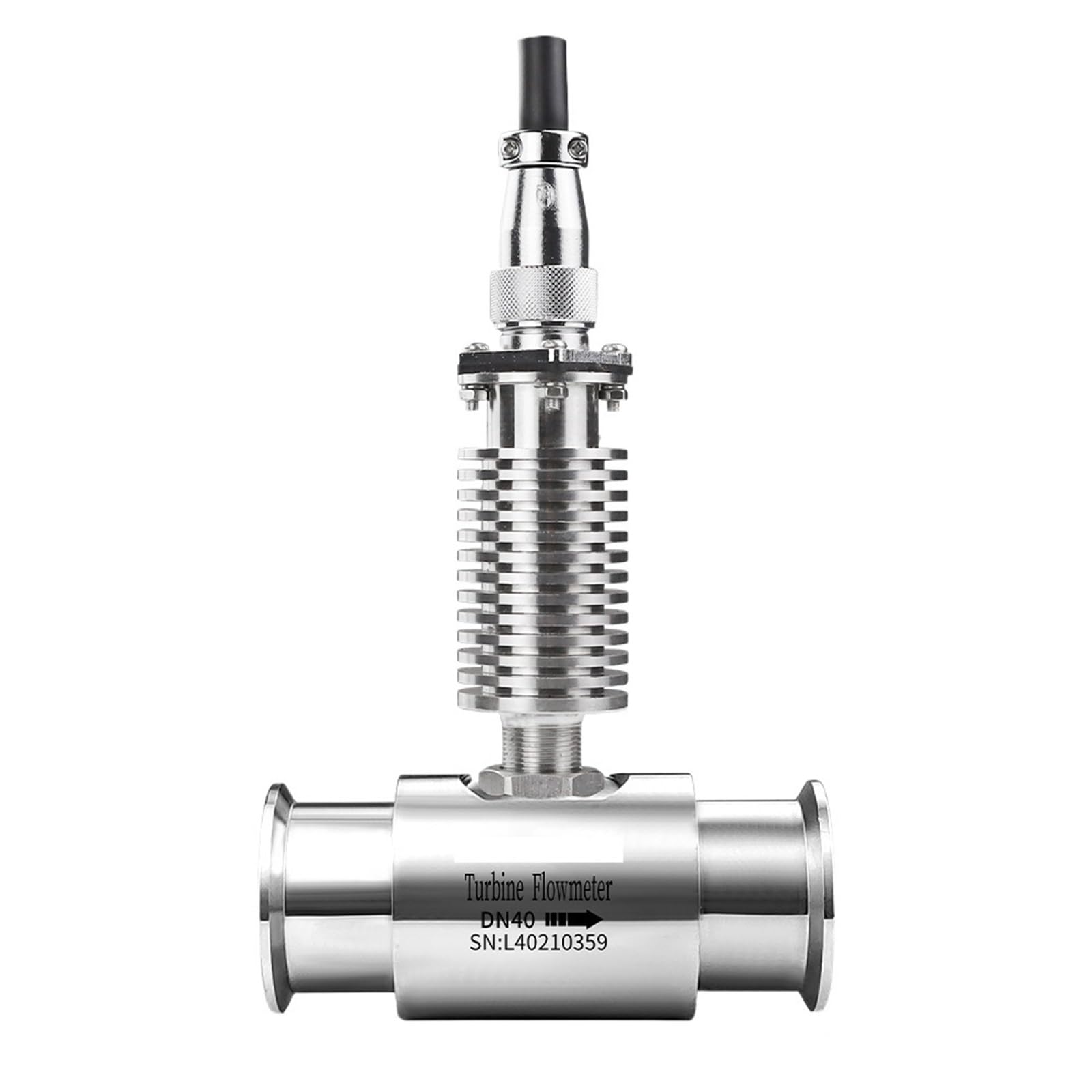 QfUxYYSLD DN50 DN65 DN80 ClampTurbine Flowmeter Industrial Liquid Methanol Diesel Gasoline Petrol Measurement Pulse Signal(DN32)