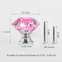 Vista 2 de 8 piezas de tiradores de gabinete de cristal rosa, perillas de vidrio de diamante de 30 mm, asas decorativas de gabinete de cocina para cajones