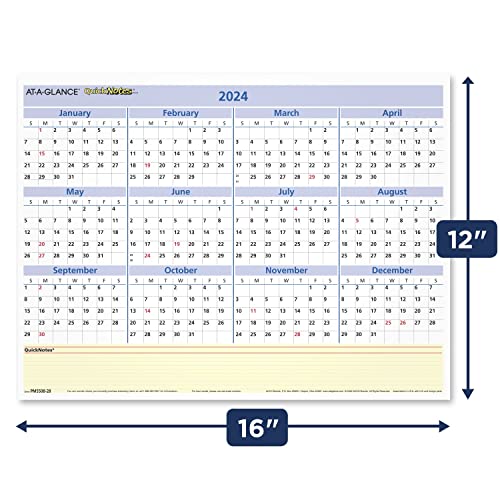 image for AT-A-GLANCE 2024 Erasable Calendar, Dry Erase Wall Planner, 16