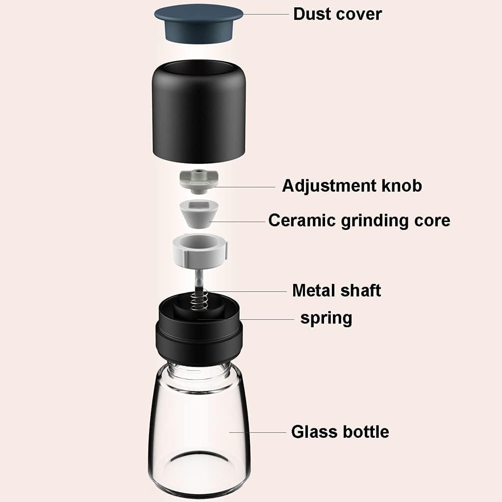 ソルトアンドペッパーグラインダー 2パック 手動挽いたブラックペッパーミルグラインダー 回転ガラスペッパーミル ソルトミル キッチン