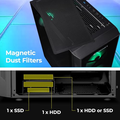 Image of ZEBRONICS AERO Mid-Tower Premium Gaming Cabinet EATX /ATX /M-ATX, 3X 120mm Front + 120mm Rear Fan, ARGB Inner Glow, LED Control, Hinged Tempered Glass Side Panel, USB 3.0(Black)