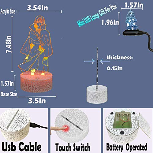 Itachi Nachtlampje 3D Optische Illusie LED Tafellamp Sasuke Bros Kinderen Lamp voor Kinderen Baby Jongen Slaapkamer… - Afbeelding 5