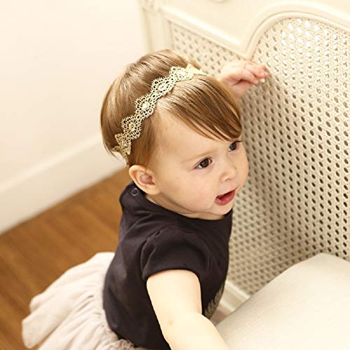 Gold Lace Flower Rhinestone Design Headpiece For Lovely Baby Princess Girls Hand Sewing Beads Hair Accessories Toddlers Headwrap for baby Girl3