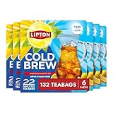 Lipton Cold Brew Iced Tea Bags, Family Size Iced Tea Bags, 132 Total Bags (22ct - Pack of 6)