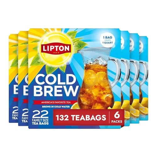 Lipton Cold Brew Black Tea Bags Family Size 6-Pack 132