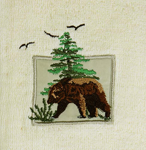 Marina Decoration Premium Luxury Decor Ultra Soft 100% Cotton Embroidered Bathroom Modern 3 Piece Towel Set, Bear With Ivory Base Pattern #TOP3