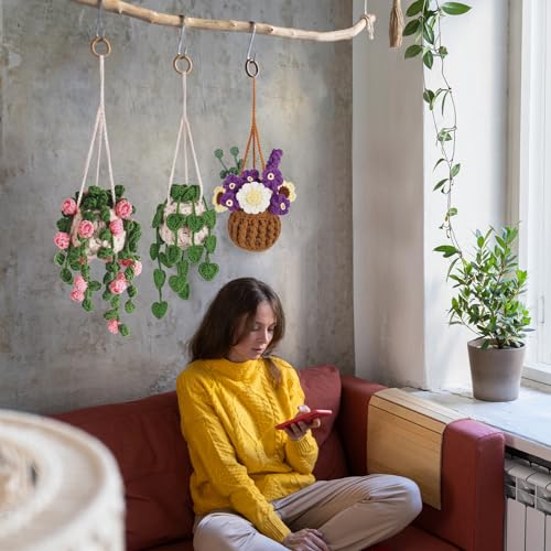 Image of Crochetta Beginner Crochet Kit with Step-by-Step Video Tutorials, Learn to Crochet for Adults & Kids, Knitting Craft Supplies, Hanging Plants Home Decor (40%+ Yarn)