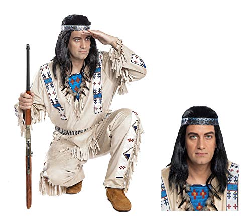 Maskworld Winnetou Kostüm mit Perücke für Herren - Indianer Western - Größe: XXL - Lizenz-Kostüme für Erwachsene aus den Karl-May-Filmen für Karneval und Motto-Party