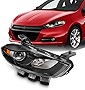AKKON - For Dodge Dart Halogen Type Black Passenger Right Side Front Headlight Head Lamp Front Light Replacement