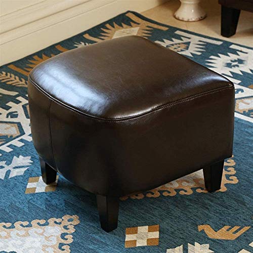 Tabouret de canapé marron en polyuréthane et pieds bois - 5
