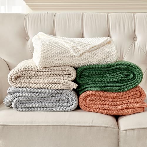 Joydeco Chunky Cable Knit Throw Blanket, Lightweight 100% Cotton Soft Cozy Throw Twin Blanket for Couch Bed and Sofa, Rustic Breathable Farmhouse Blanket Gift for Women Men(Burnt Orange, 60"x80") - image 7