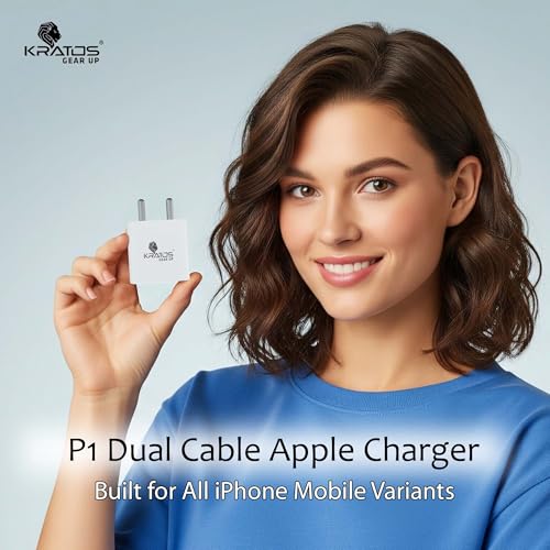 Image of Kratos 20W Fast Charger Compatible for iPhone 17 /16 /15 /14 /13 /12 /11 Series | 1M Type C to L Cable + 1M Nylon Braided Type C to C Cable | PD Fast Charger |BIS Certified