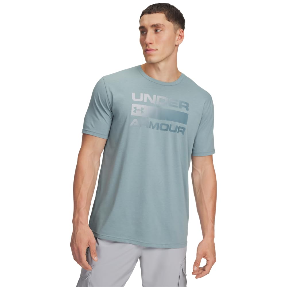 Under Armour Men's Team Issue Wordmark Short Sleeve, Comfortable Charged Cotton® Men's T-Shirt, Fast-Drying Logo T-Shirt for Sports and Casual Wear,Serpentine / / Jasper Blue,XXL