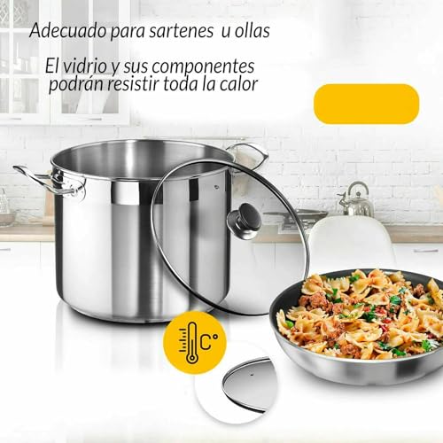 Miniatura 4 de Cablepelado Tapa De Cristal Para Sarten, Tapa De Vidrio Multiusos, Tapadera De Cristal Para Olla, Tapa De Cristal Con Mango, Tapa Cacerola, Resistente Altas Temperaturas, Apto Para 28 Cm