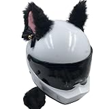 SYSUII Motorradhelm Dekoration,2 Stück Motorrad Helm-Ohren Glöckchen + Schwanz Dekorations Süßer Plüsch Katzenohren Motorradhelm Dekorative Aufkleber Katzenohr Helm-Dekoration für Skihelm,Fahrradhelm