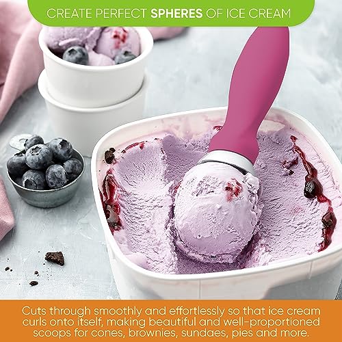 Image of Spring Chef Heavy Duty Metal Ice Cream Scooper w /Soft Grip Handle, Magenta