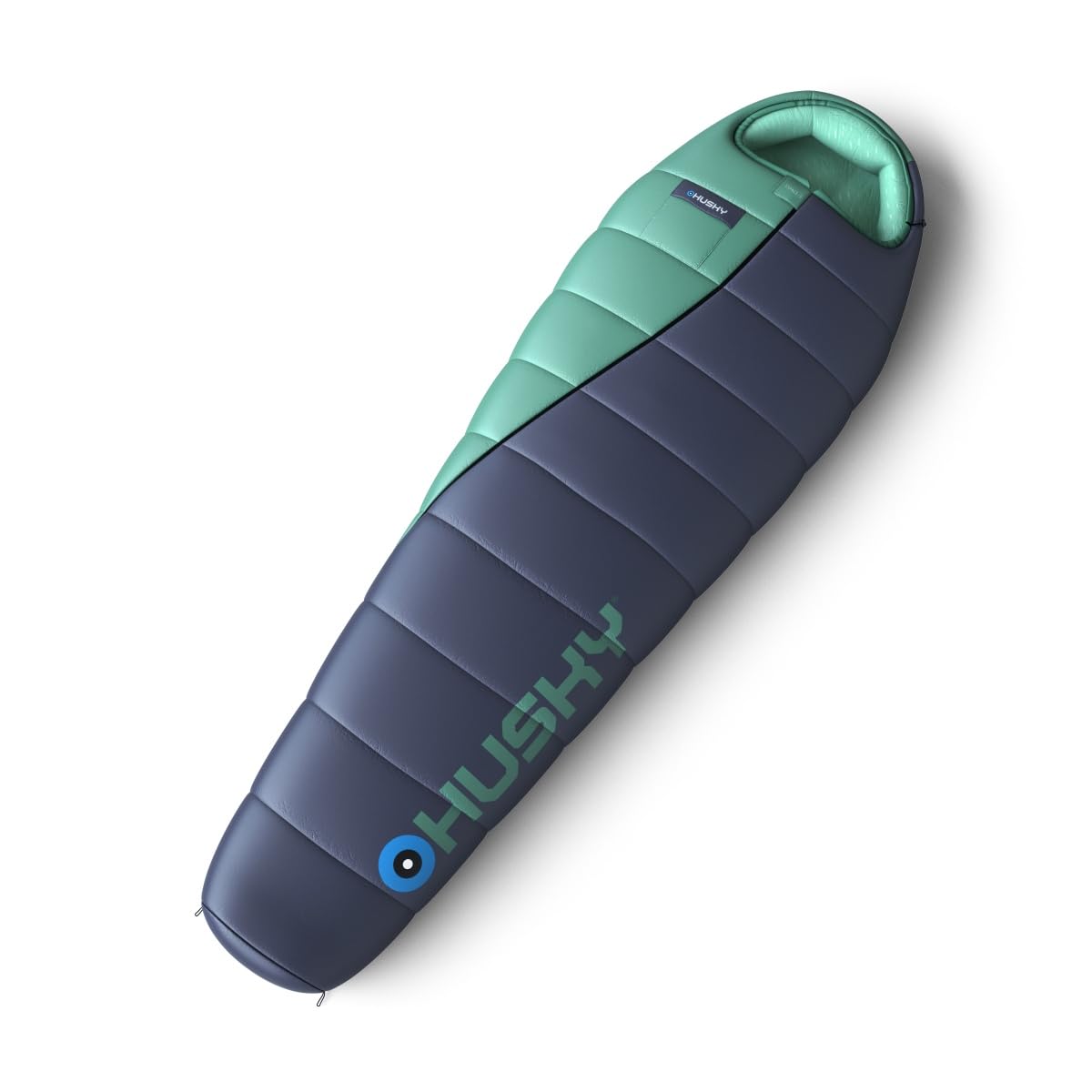Husky Espace Ultraleicht Schlafsack 3 Jahreszeiten bis -6°C, Warmer Sommer Mumienschlafsack für Erwachsene, Sommerschlafsack für Camping, Trekking und Outdoor (Blau/Mint, 210x85)