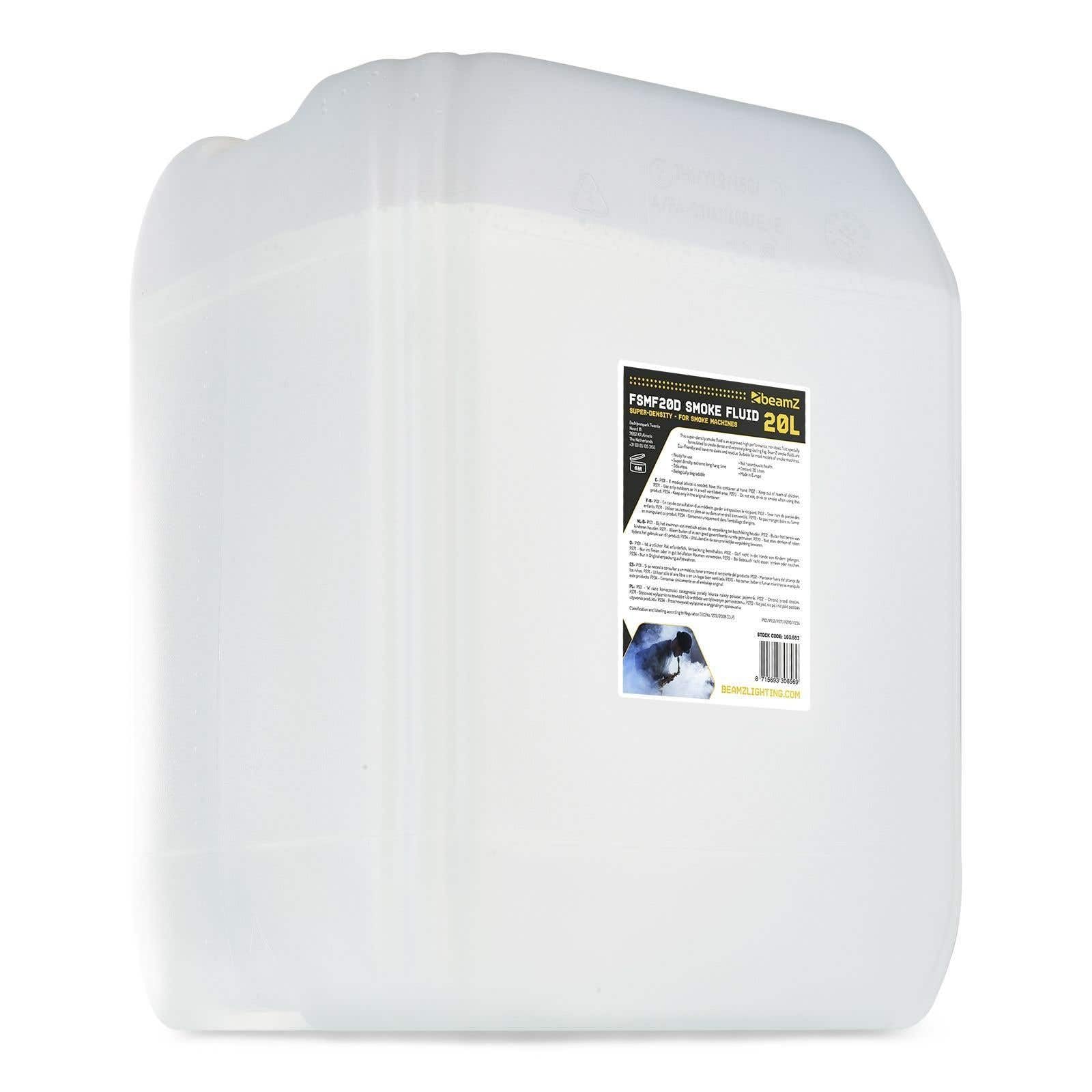 BeamZ Liquide pour Machine à Fumée 20L - Haute Densité, Haute Performance, ne Laisse Pas de Résidus, Biodégradable, Non Toxique pour la Santé et l'environnement