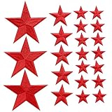 Zlettery 30pcs Red Star Iron on Patches, 3 Sizes Star Embroidered Patches for Clothing, Jackets, Hats,Backpacks, Jeans