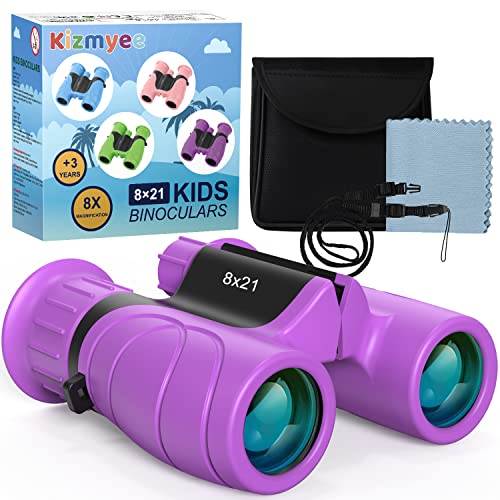 kizmyee Prismáticos para niños, binoculares para niños, Color Morado, 8 x 21, Juguete de Regalo para niños y niñas, Resistente al Agua, Alta definición, para observación de Aves Cover