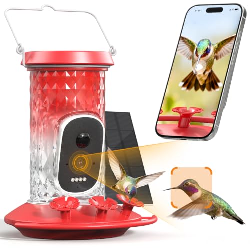 Smart Hummingbird Feeder Camera with AI Identification 2.5K HD & Color Night Vision Solar Powered Outdoor IP66 Weatherproof Garden Decor & Premium Gift