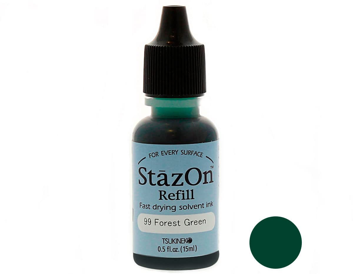 Tsukineko Green Stazon Ink Refill .5Oz Forest Szr-099