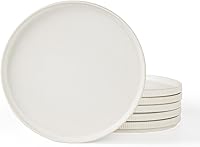 Vista 1 de famiware Star Platos de Ensalada para 6, Juego de Platos de 8 pulgadas, Vajilla de Gres, Platos Pequeños para Postre, Ensalada, Aperitivo, Blanco