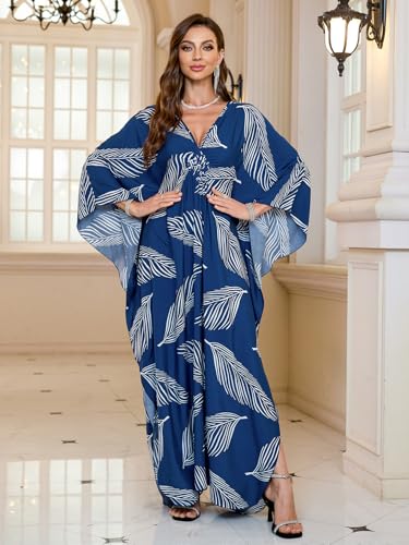 Image of KEYLORTING Plus Size Kaftan Dress Women, African Moo Moo Print Caftan, Batwing Dress, Beach Cover Up for Party and Loungewear