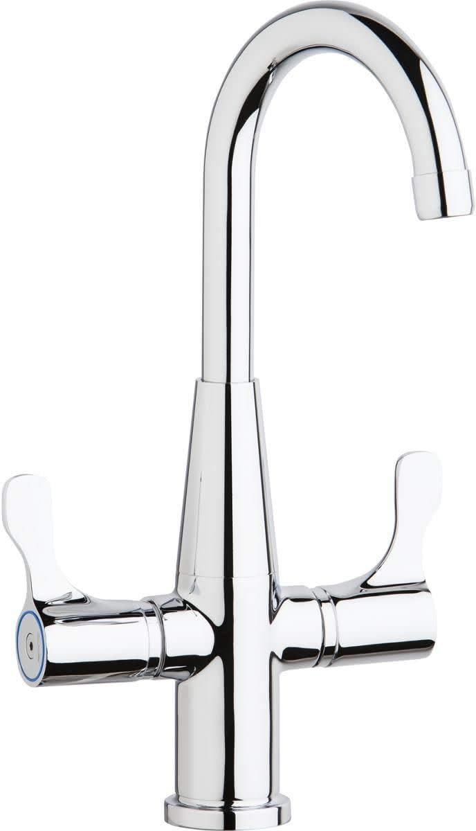 Elkay LKD2223C Deck Mount Faucet with Gooseneck Spout and Twin Lever Handles