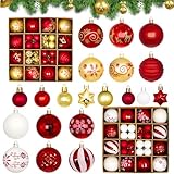 LONGLIV 88 PCS Juego de Adornos de Bola de Navidad, Bolas de Navidad, Juego de Adornos para Árbol de Navidad, Decoración...