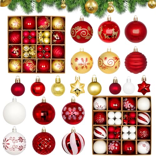 Esferas, Home Improvement LONGLIV Juego de Adornos de Bola de Navidad, Bolas de Navidad, Juego de Adornos para Árbol de Navidad, Decoración Navideña, Inastillables, con Lazo para...