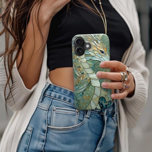 Image of Goodon for iPhone 16 Plus Case Cute - Wireless Charging Compatible - Dual-Layer Hard Shell + Silicone Cover - Protective Phone Case with Trendy Designs for Women - an Abstract Dragon