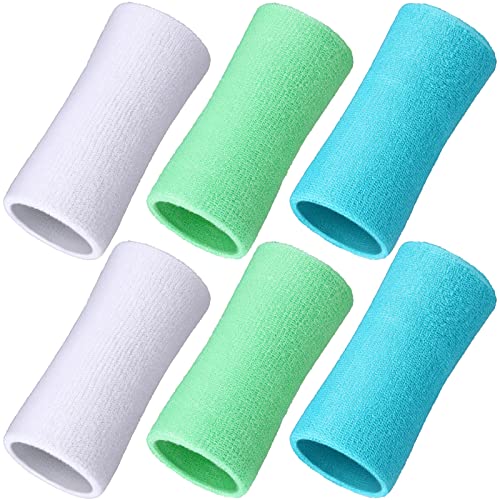 Image of WILLBOND 6 Inch Wrist Sweat Bands for Men Women Tennis Elastic Athletic Long Sweatband Wrist Absorbent for Basketball Tennis Running Outdoor Activity