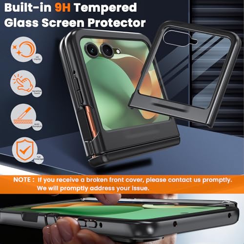 Image of WRJ for Motorola Razr 2026 /2025 /2024 Case Built-in Screen Protector,Black