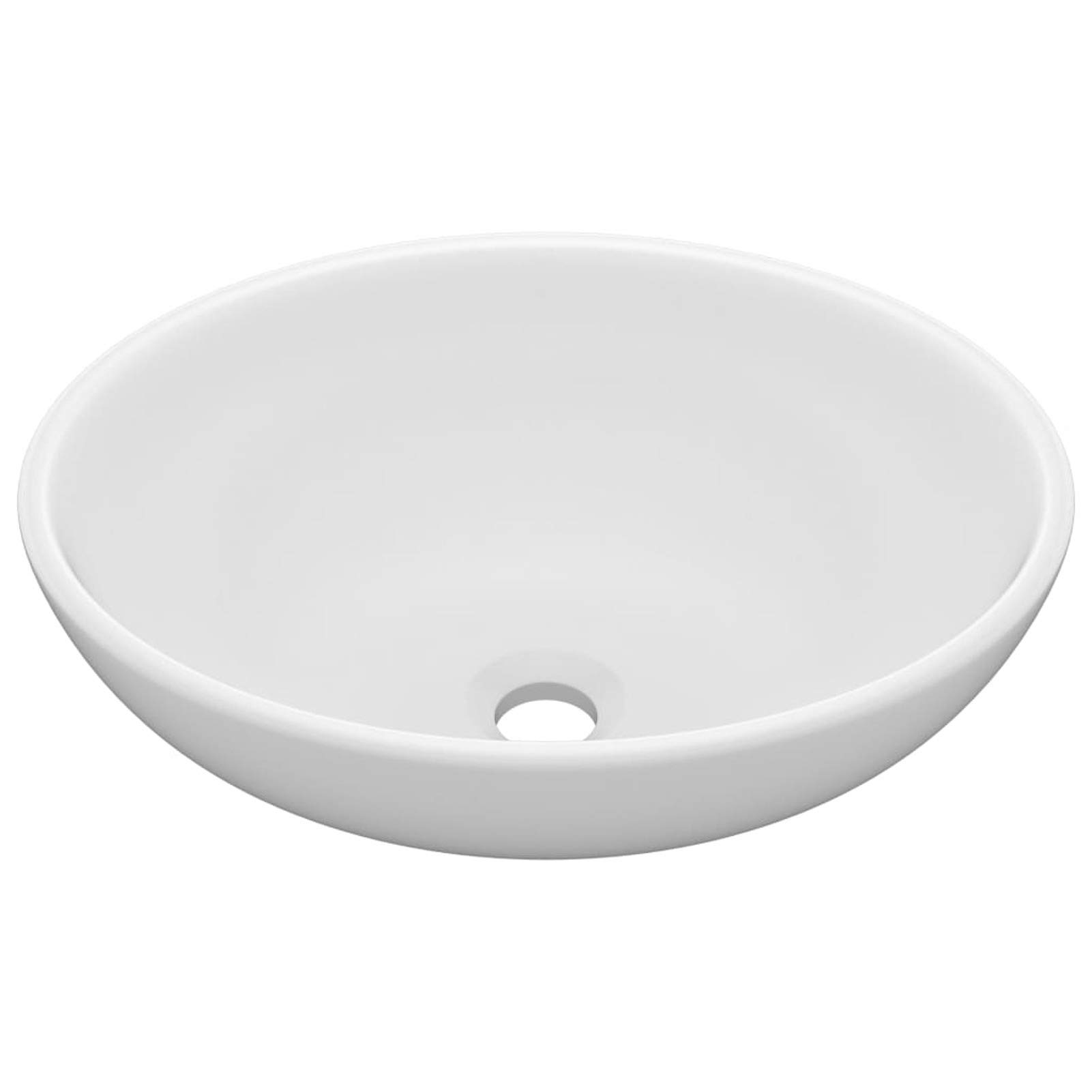 Tidyard Lavabo de Lujo Ovalado Lavabo sobre Encimera Lavabo de Baño Lavabo Ovalado Moderno para Encimera Cerámica Blanco Mate 40x33 cm