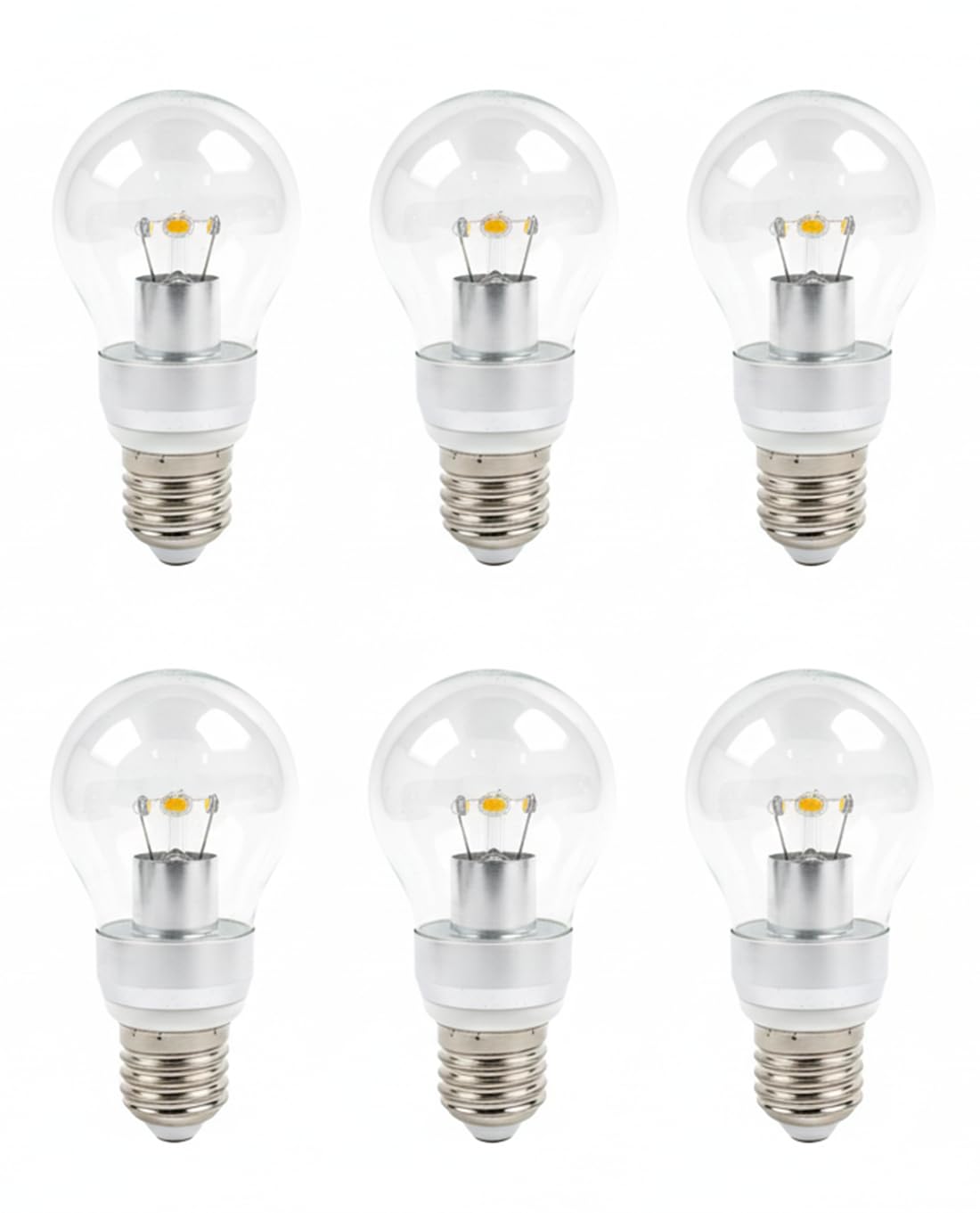 Provance LED Leuchtmittel E27, 6er Set, 5W (ersetzt 40W Glühbirne), 480 Lumen, 2700K Warmweiß, Birnenform, Klar, Langlebige Energiesparlampe für Wohnzimmer, Esszimmer, Deckenleuchte Gemütliches Licht