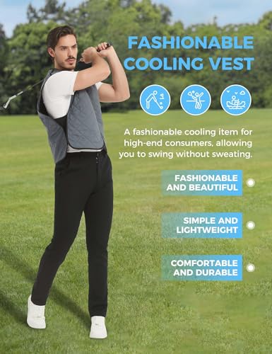 HENNCHEE Cooling Vest for Men & Women Ice Vest with 12 PCS Ice Packs, Body Cool Clothing for Hot Weather Outside Activities Grey S4