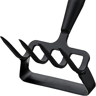 Cultivator Hoe Garden Tools for Gardening, Heavy Duty Stainless Steel 4 Tine Hand Garden Rake Cultivator and Stirrup Hoe Long Handle for Women Weeding Loosening Digging 30-60 inch